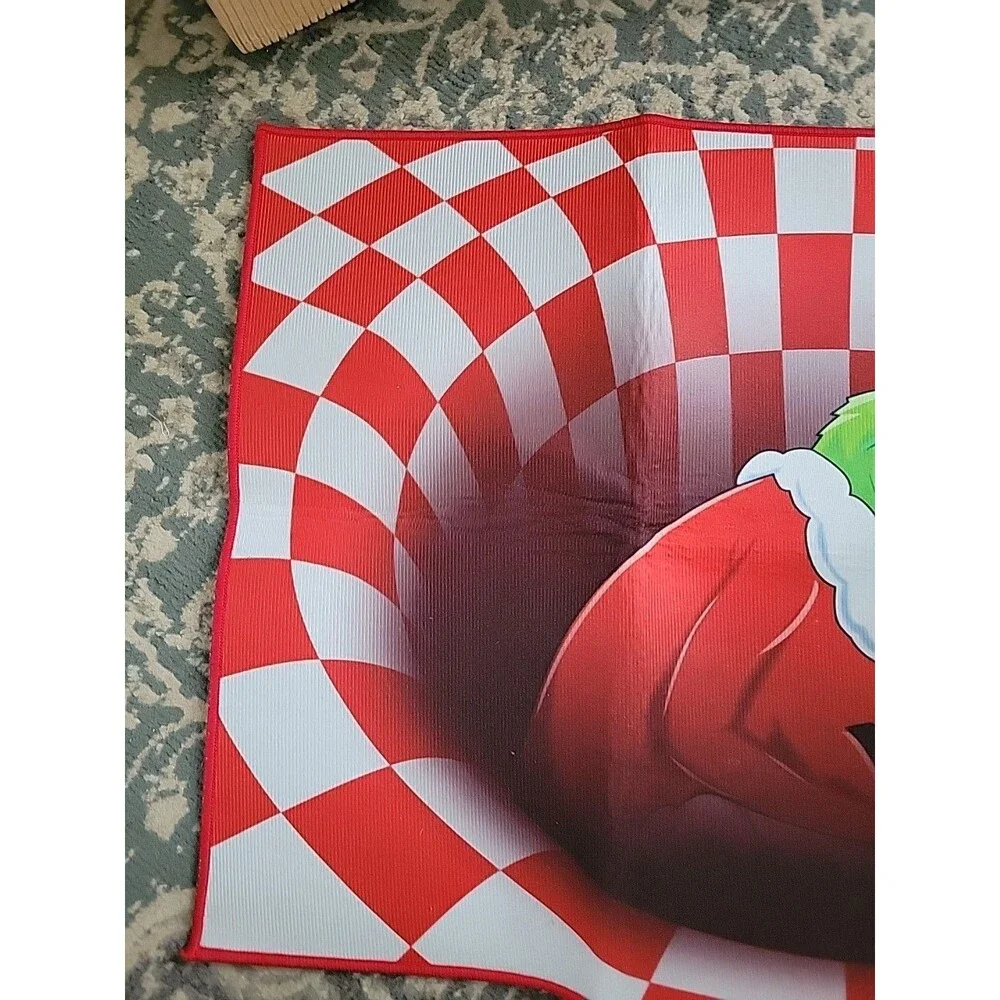 3D Illusion Grinch Christmas Doormat Holiday Decoration Rug 23x35” Dr Seuss